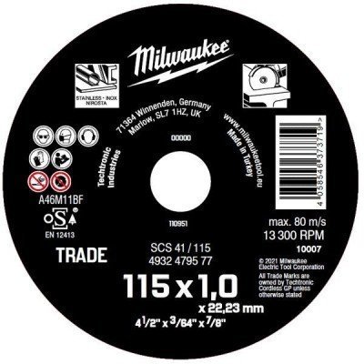 Milwaukee Disco corte 115x1x22.23 mm Empreiteiro EE