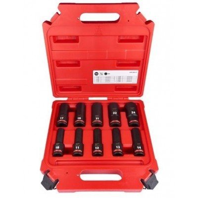 Milwaukee JUEGO DE 10 VASOS DE IMPACTO LARGOS DE ½″ EM MALETA