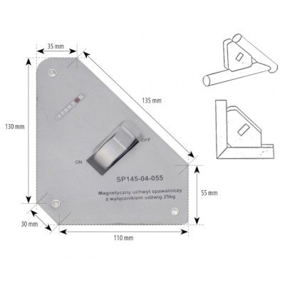 SPARTUS® Suporte de soldagem magnética com interruptor liga/desliga 25kg