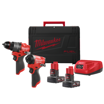 Milwaukee M12 FPP2A2-402X Powerpack M12 FPD2 Berbequim de Percussão + M12 FID2 Aparafusadora de Impacto