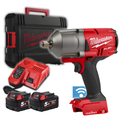 Milwaukee M18 ONEFHIWF12-502X Chave de Impacto de Alto Binário M18 FUEL™ ONE-KEY™ de ½″ com Anel