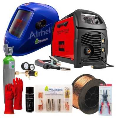 Kit completo de soldadura MIG/MAG com gás para aço carbono Telwin Technomig 210 Dual Synergic