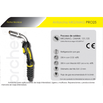 Antorcha hilo MIG/MAG M25 6 metros - EDR