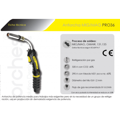 Antorcha hilo MIG/MAG M36 6 metros - EDR